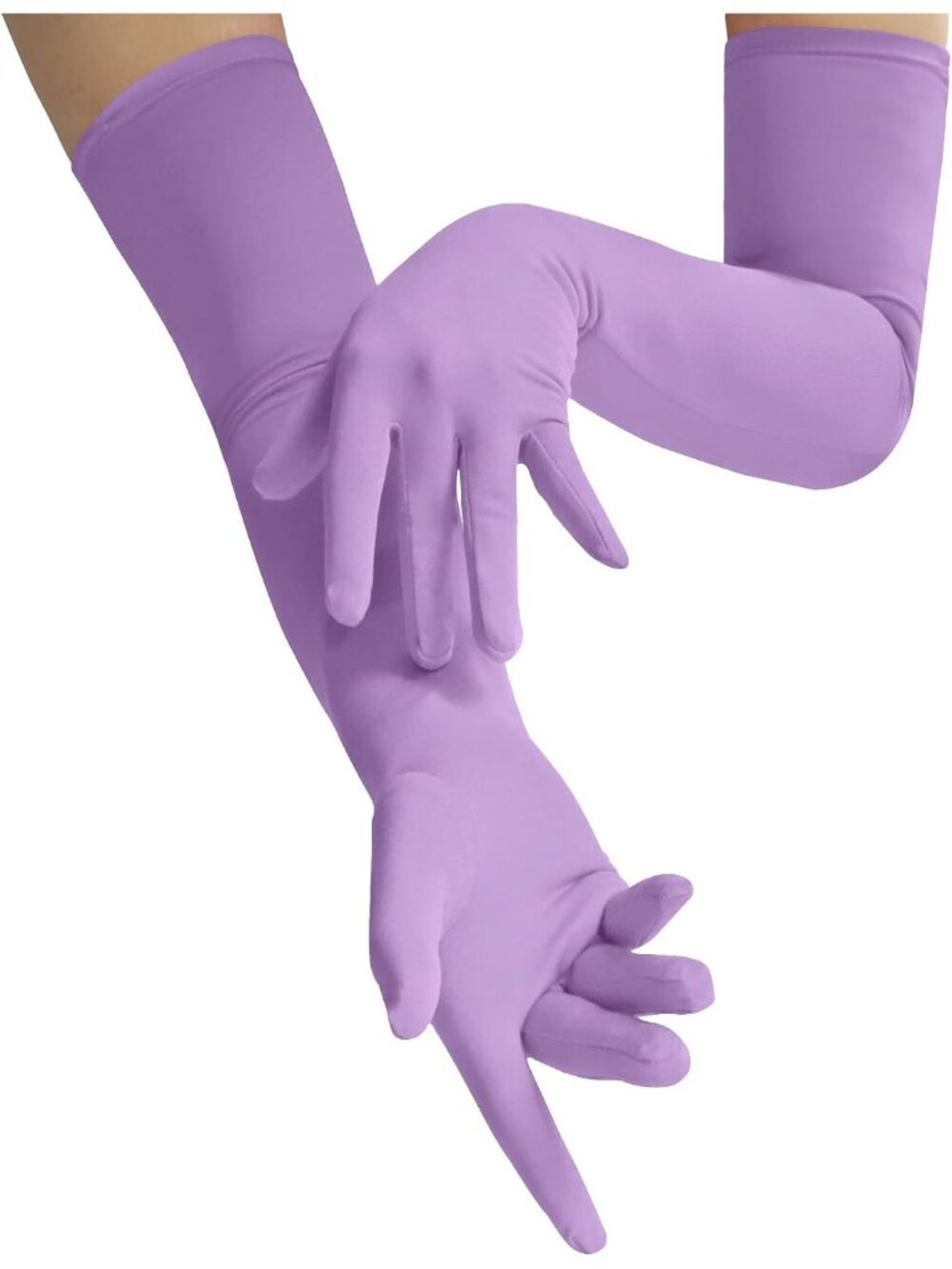 Women's Light Purple Halloween Costume Accessories Spandex Stretch Opera Gloves